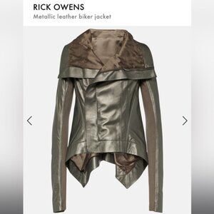 RICK OWENS METALLIC NASKA LEATHER BIKER JACKET